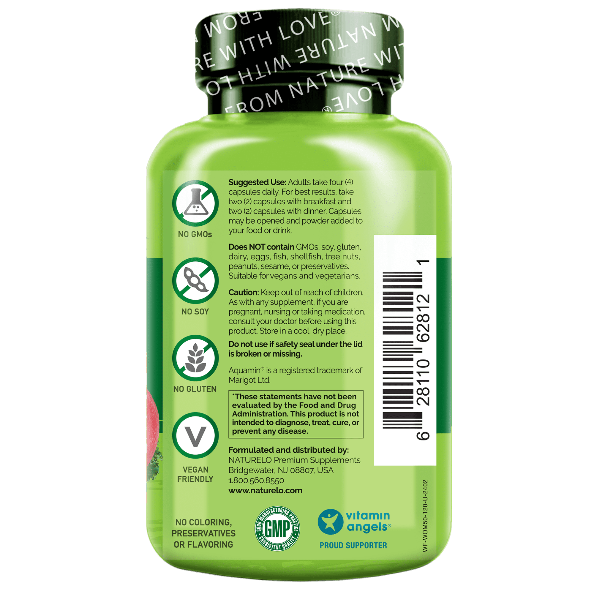 NATURELO Whole Food Multivitamin for Women 50+ (Iron Free) with Vitamins, Minerals, & Organic Extracts - Supplement for Post Menopausal Women Over 50 - No GMO - 120 Vegan Capsules