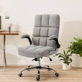 thumbnail image 2 of Executive Office Chair, Velvet Ergonomic Comfy Desk Chair, High Back Computer Chair with Adjustable Tilt Angle and Flip-up Arms (Grey, Without Footrest), 2 of 7