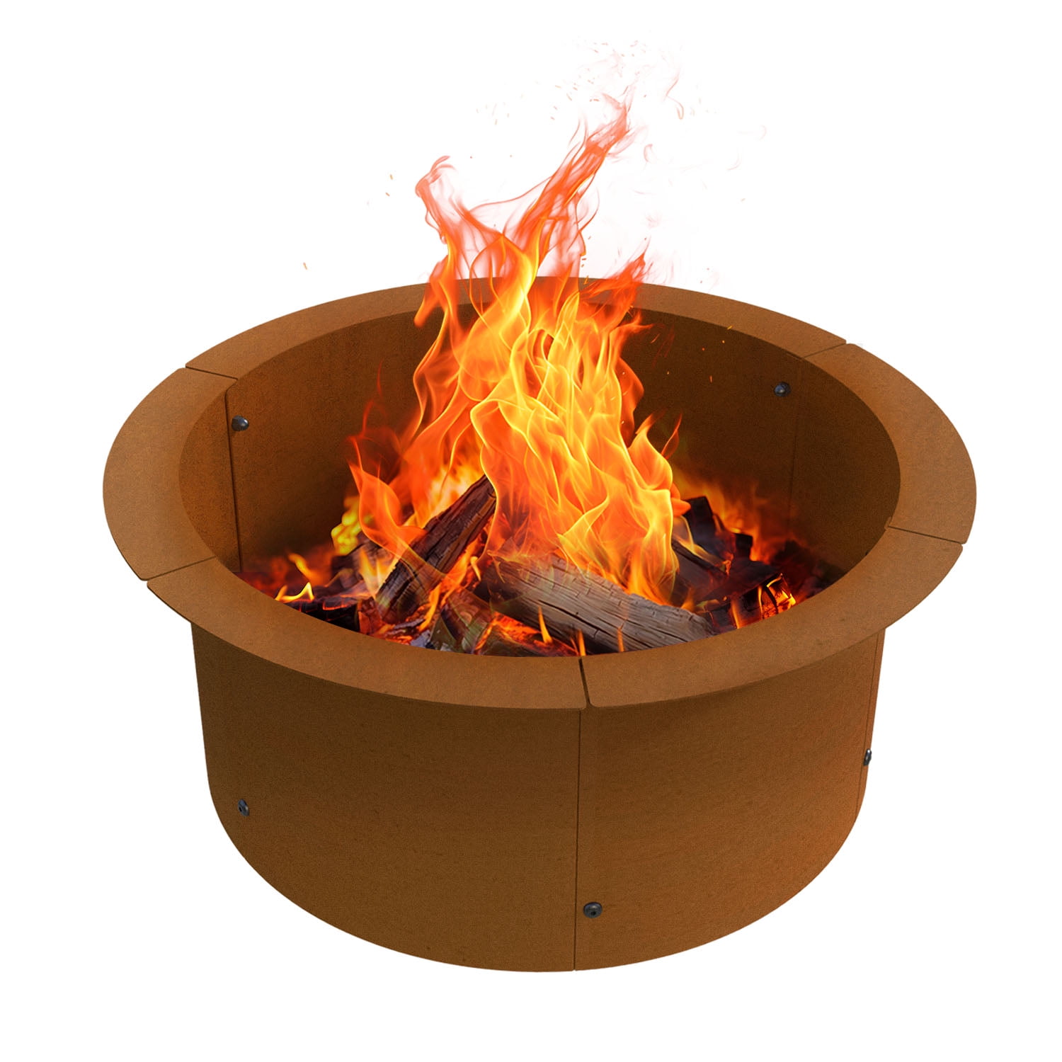Fire Pit Ring Liner for Outdoor DIY Campfire Wood Burning Fire Pit Ring 3mm Thick Heavy Duty Solid In-Ground Metal Smokeless Firepit Rim Insert for Bonfire Patio Backyard Easy Assembly, Rusty 24"