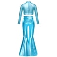 thumbnail image 4 of iiniim Girls Metallic Disco Hip Hop Jazz Dance Outfit Sequin Crop Top and Split Bell Bottom Pants Streetwear Turquoise 16, 4 of 7