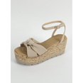 thumbnail image 4 of Fashion Apricot Sandals For Women, Knot Decor Ankle Strap Wedge Sandals, 4 of 5