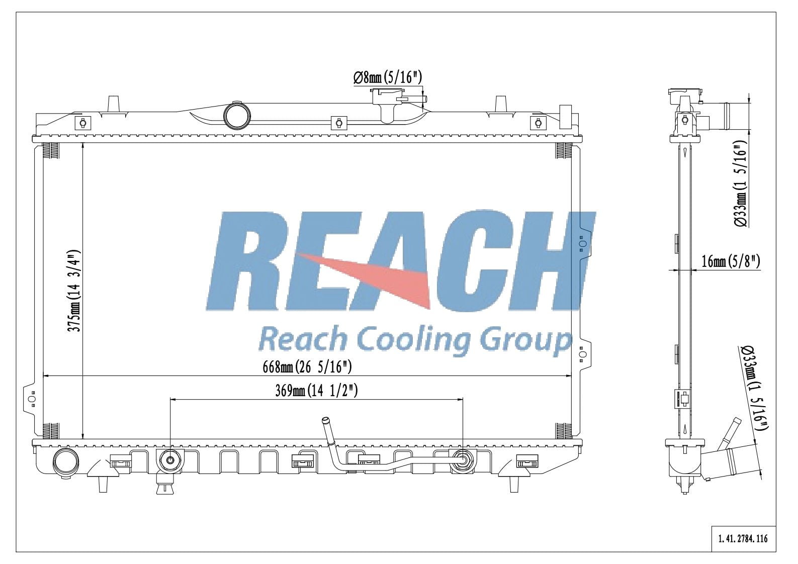 REACH Radiator 41-2784 for 09-04 Kia Spectra; 09-05 Kia Spectra5