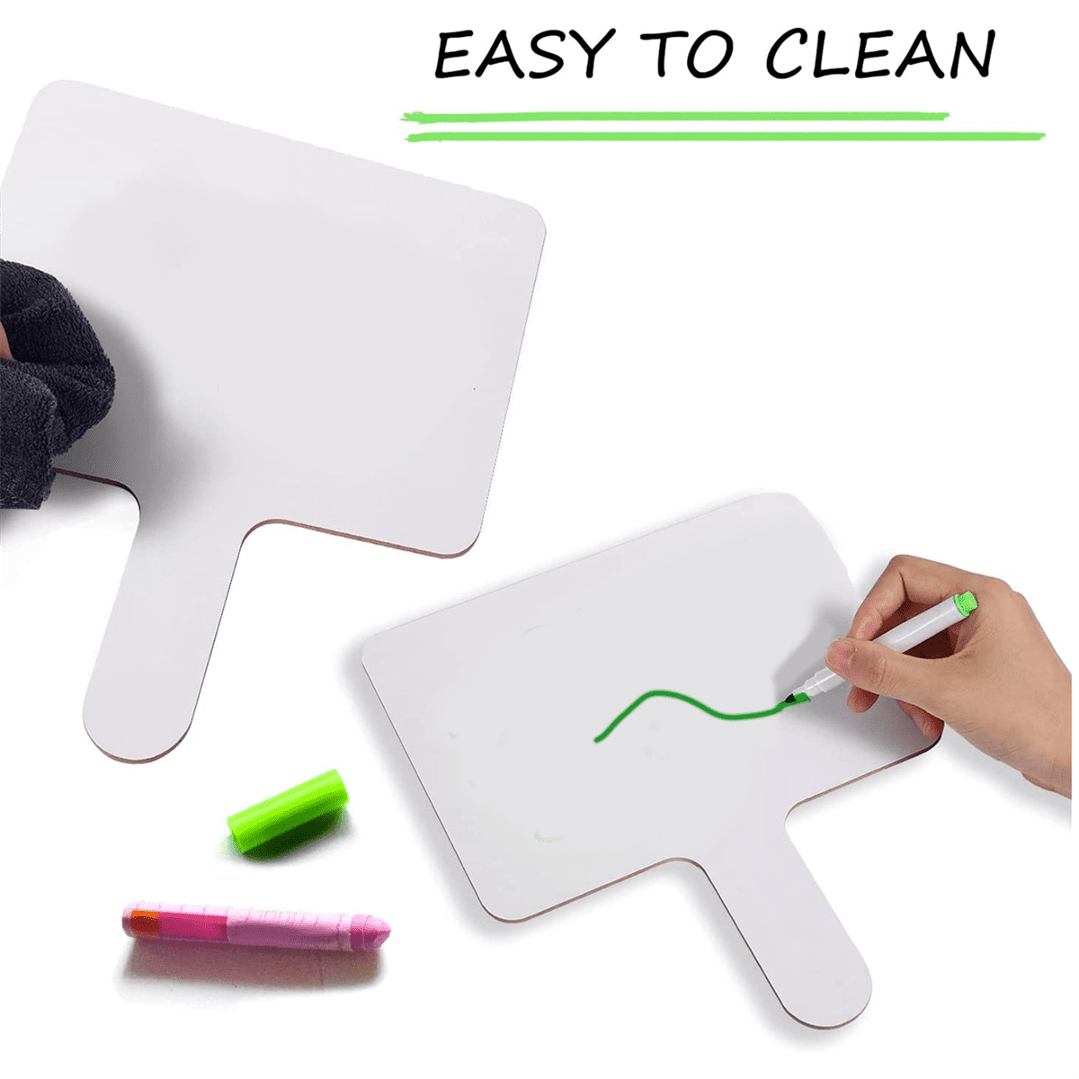 10Pcs 9.6X8Inch Dry Erase Answers Paddle, Handhold Wooden White Board Double Sided Answer