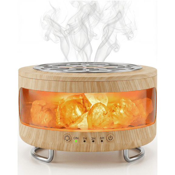 Ultrasonic Essential Oil Diffuser, 2-in-1 Cool Mist Humidifiers & Himalayan Salt Lamp, Aromatherapy Diffuser Portable Mini Humidifier for Bedroom / Plants / Travel / Desk