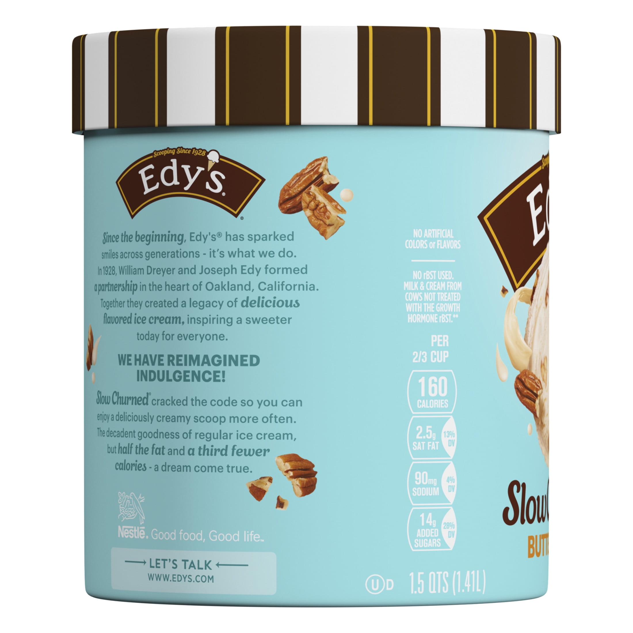 Edy's/Dreyer's Slow Churned Butter Pecan Light Ice Cream, 1.5 Qt - Walmart  Business Supplies
