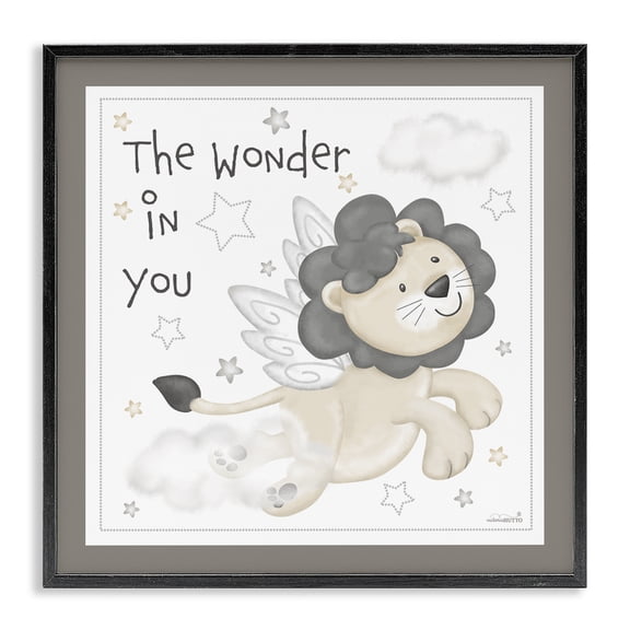 Stupell Industries Cottage The Wonder in You Lion Black Framed Giclee Art, 17 x 17, by Victoria Hutto