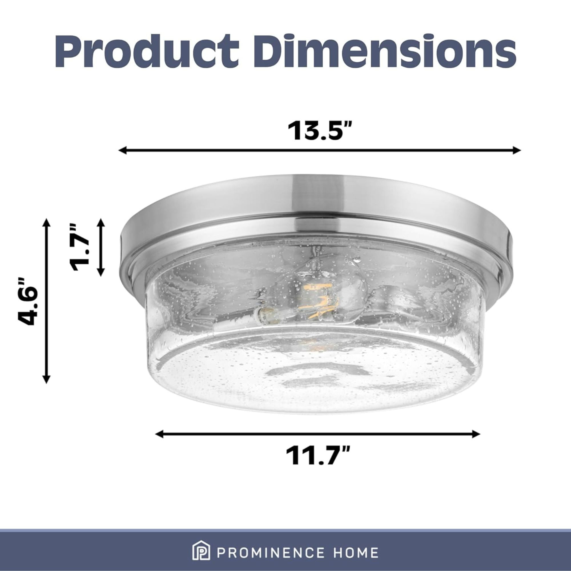 Prominence Home 2 Pack Madalyn 13" Flush Mount Ceiling Light, Seeded Glass, Brushed Nickel