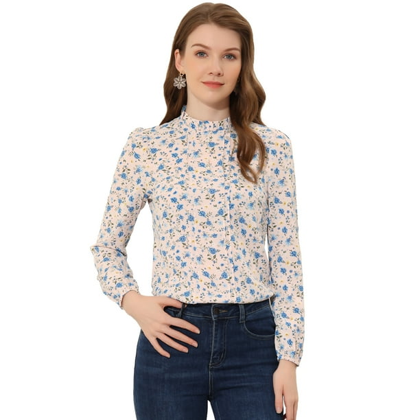 Blusa floral Casual Allegra K Rosa Claro M