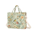 thumbnail image 7 of FORMRS Womens Corduroy Tote Bag Crossbody Shoulder Handbag with Pocket, Green Floral Pattern, 7 of 7
