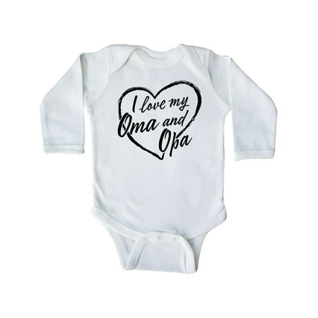 

Inktastic I Love My Oma and Opa in Black Chalk Heart Gift Baby Boy or Baby Girl Long Sleeve Bodysuit