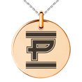 thumbnail image 1 of Stainless Steel Letter P Initial Empire Monogram Engraved Small Medallion Circle Charm Pendant Necklace, 1 of 1