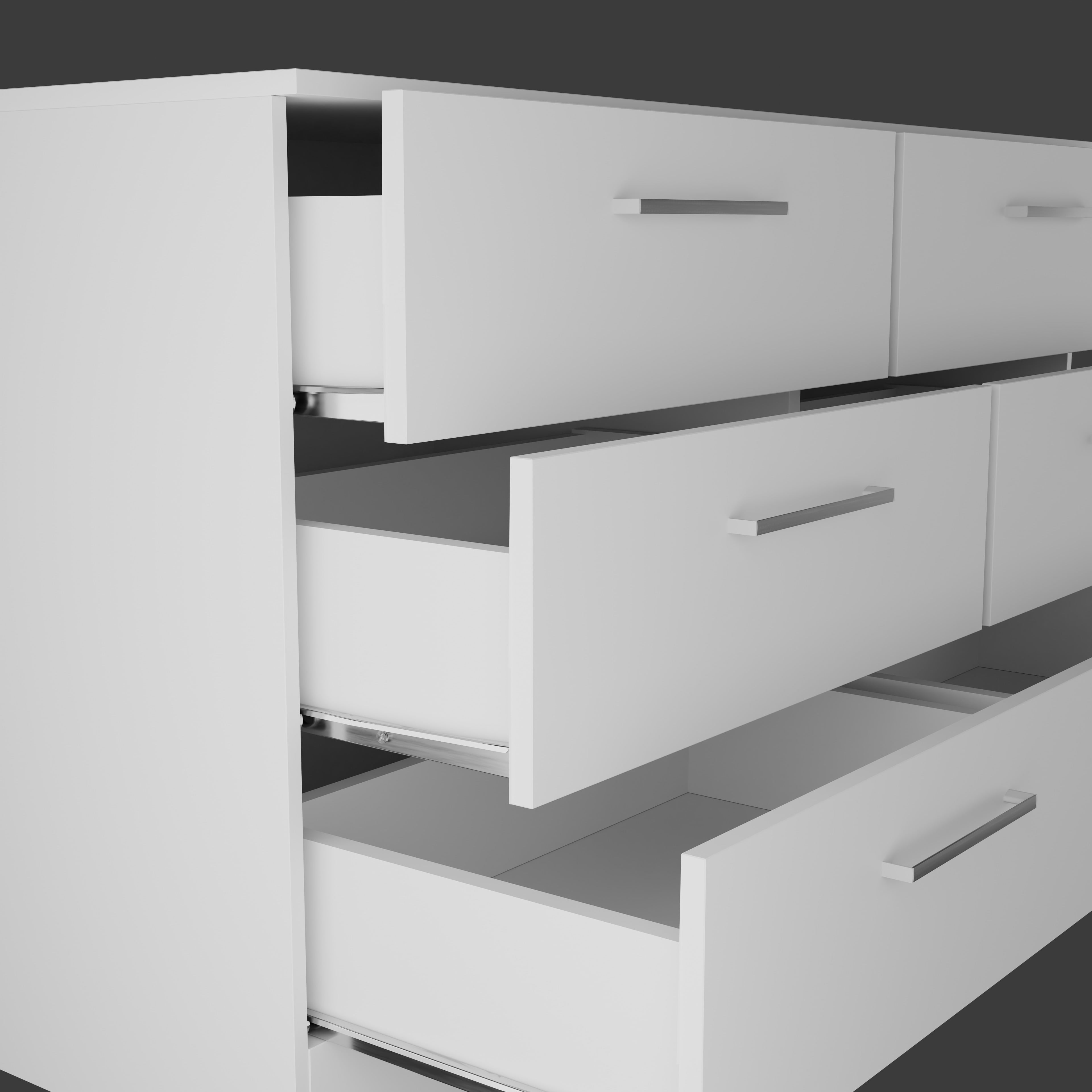 Kappesberg Jolyne 6-Drawer Horizontal Dresser, White Modern Bedroom Storage - for Adults and Teens
