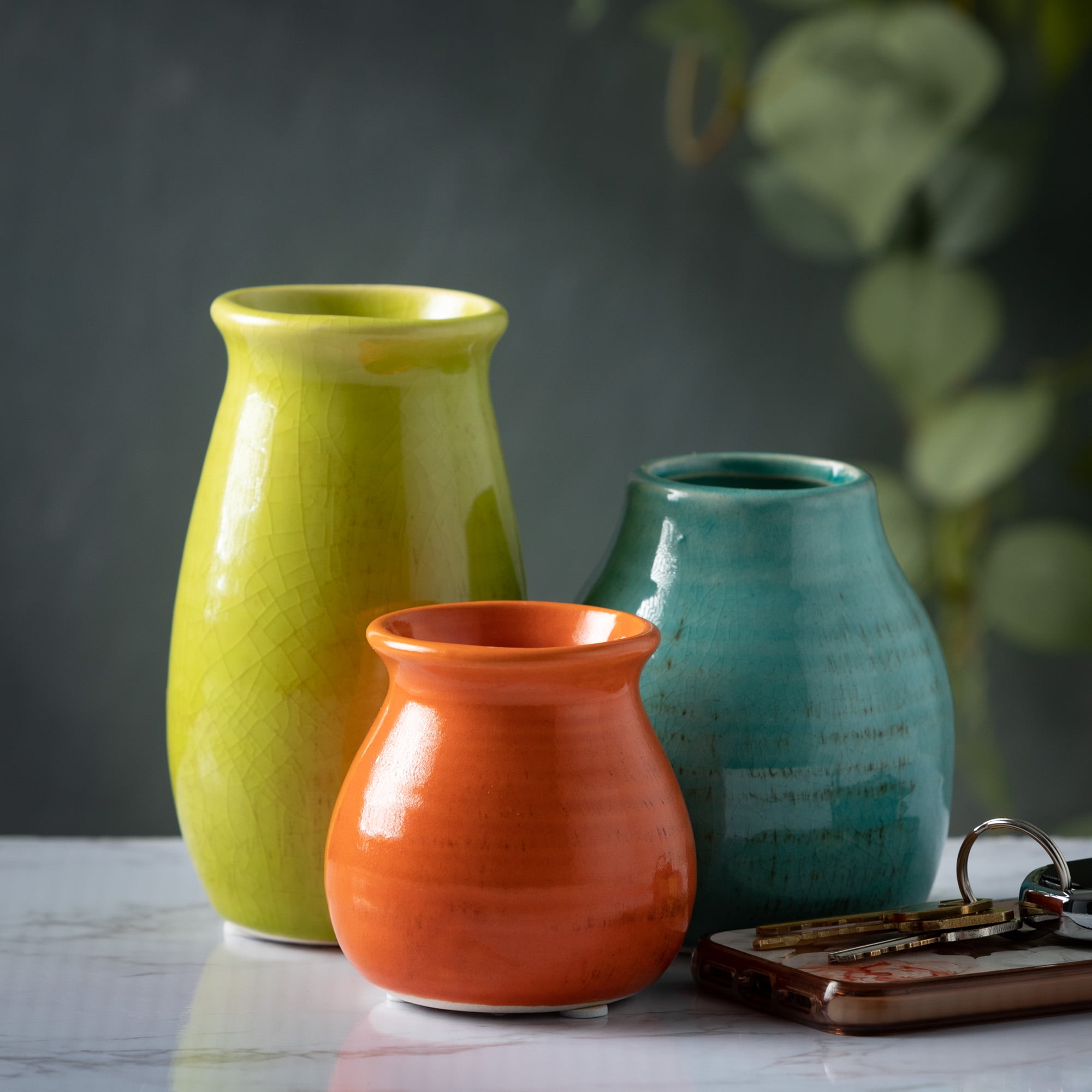 Sullivans Set of 3 Petite Ceramic Vases 3"H, 4.5"H & 5.5"H Multicolored