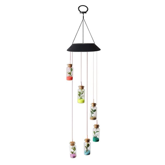 Lámparas de energía Solar para jardín campanilla de viento colorida luz Kuymtek colgante para el hogar romántica cambia de Color Lámpara decorativa colgante