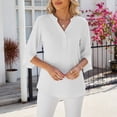 thumbnail image 4 of Tiqkatyck Women Summer Tops, Women's Fashion Short Sleeve Solid Color V Neck Chiffon T Shirt, Shirts for Women White L, 4 of 5