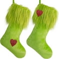 thumbnail image 5 of Christmas Stockings, Green Plush Christmas Stockings Faux Fur Xmas Stocking Christmas Hanging Socks for Family Christmas Tree Decoration, 5 of 6