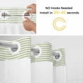 thumbnail image 5 of Farmhouse Sage Green White Striped No Hook Shower Curtain Waterproof, Bathroom Curtains with Snap in Liners and See Through Top Window, Modern Stripes Hotel Style Bathtub Curtains Shower 72"Wx78"L, 5 of 8