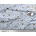 thumbnail image 2 of Soimoi Blue Cotton Duck Fabric Leaves & Flowerpecker Bird Fabric Prints By Yard 58 Inch Wide, 2 of 3