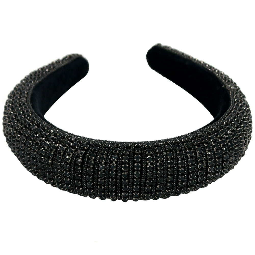 SANWOOD Headband Women Sponge Padded Full Rhinestone Wide Headband Hair