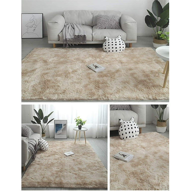 Novashion 5ft x 8ft Shaggy Area Rugs for Bedroom Living Room, Gray, Size: 5' x 8', Black