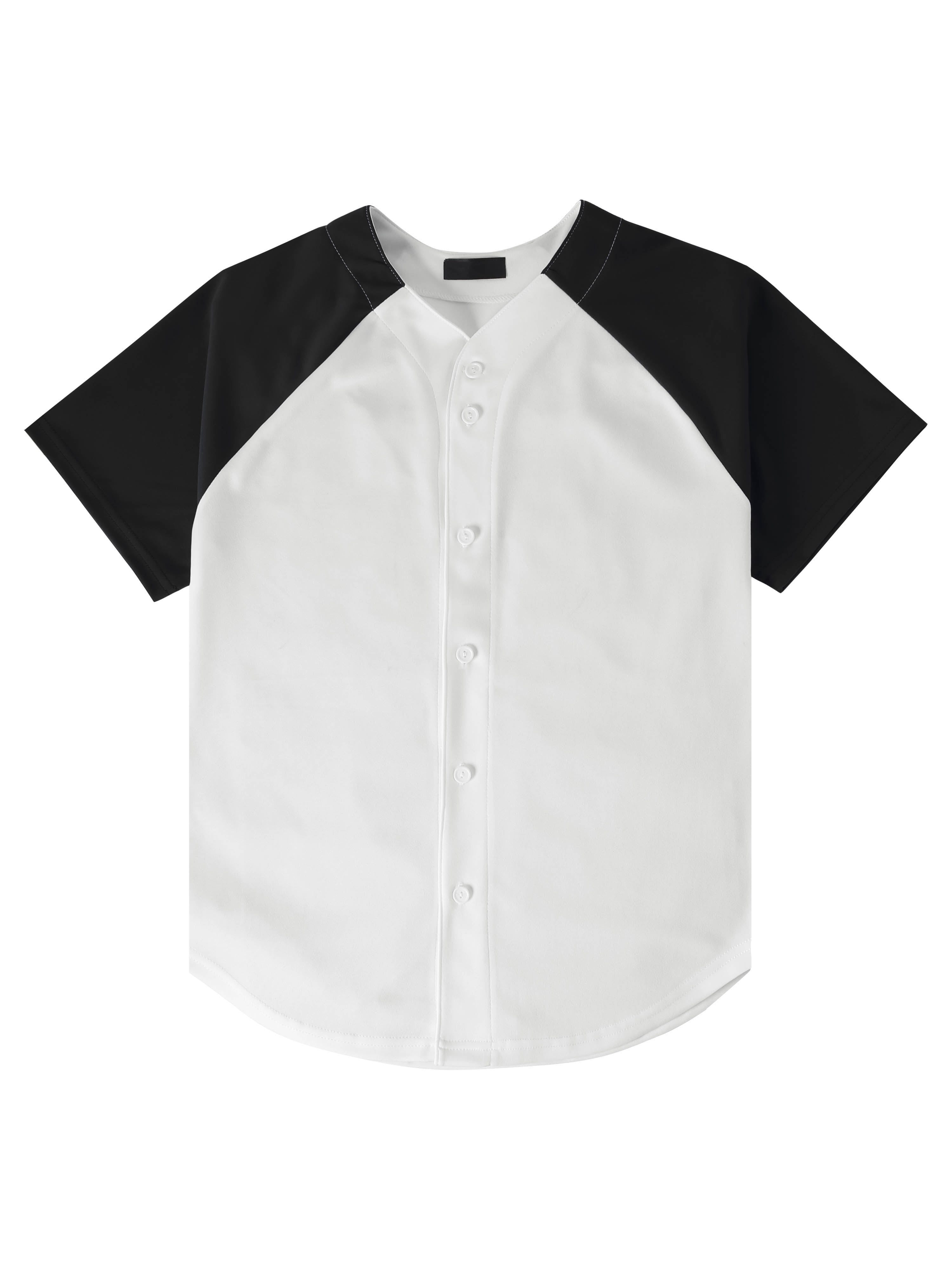 Ma Croix Men's Premium Baseball Tee Button Down Two Tone Raglan Short Sleeve Jersey