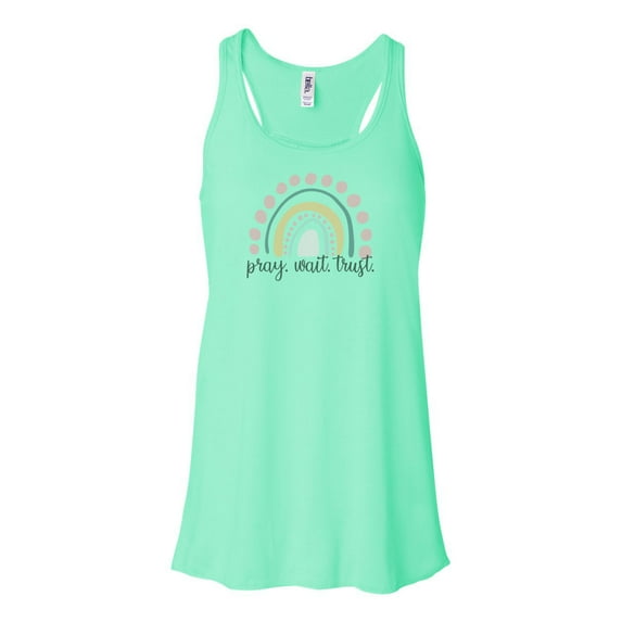"Racerback, Pray Wait Tust, Christian Tank Top, Religious, Bella Canvas, Sublimation, Trendy Tops, Ladies, Gift For Her, Workout Clothes, Mint , SMALL"