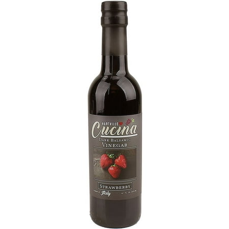 Hartville Cucina Dark Balsamic Condimento Vinegar Strawberry, No Added Sugar, No Artificial Flavouring, Product of Italy 12.7 oz (1 Bottle)