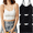 Black, variant on 3 PCS Women's Crop Top Cami Camisole with Bulit in Bras Summer Slim Sleeveless Backless Spaghetti Strap Full Shot Bra Tank Top