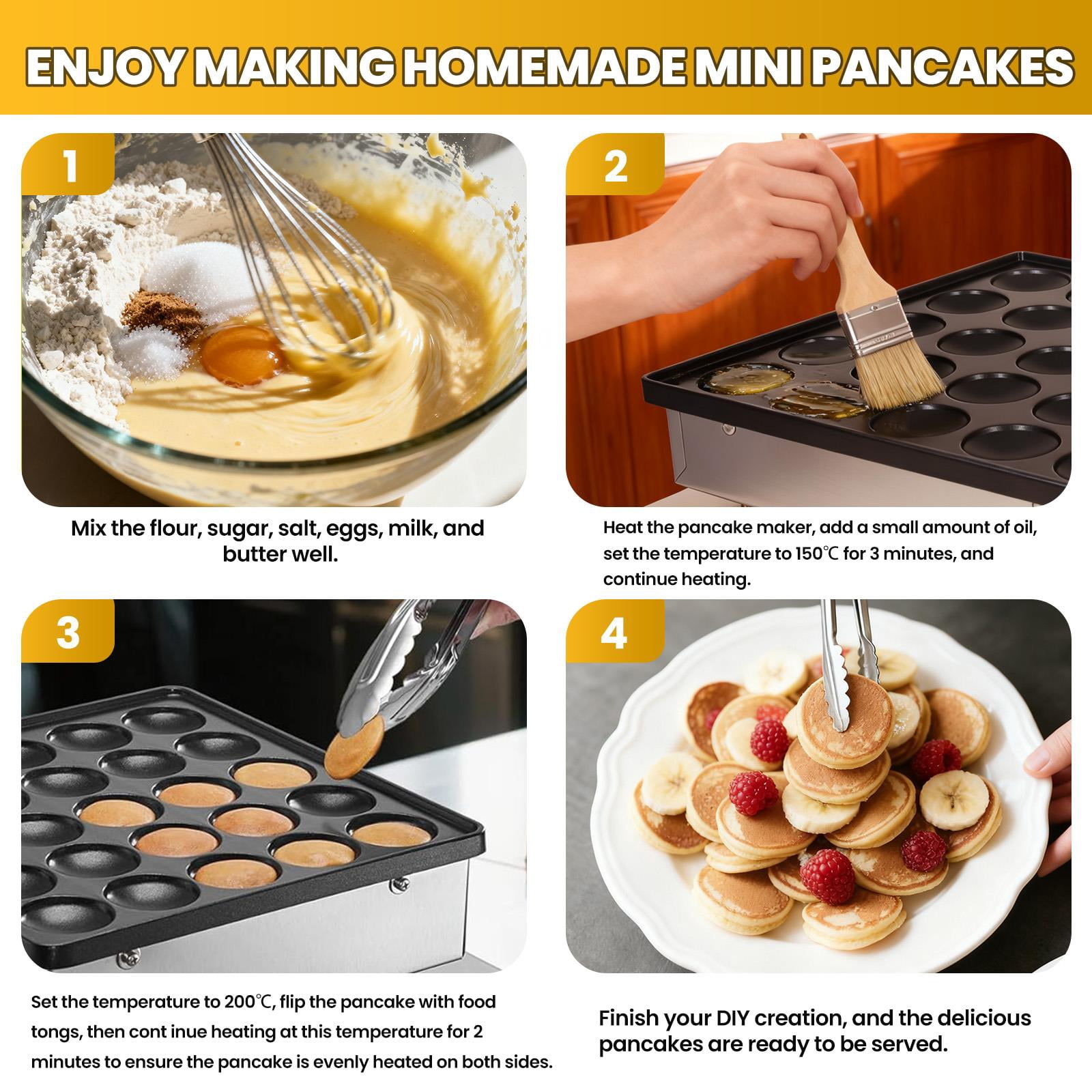 25 Hole Dorayaki Maker,Muffin Waffle Maker With Adjustable Temp Control,900W Fast Heating For Commercial Use,Mini Pancake Maker For Night Market Or Food Truck,Silver Stainless Steel