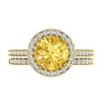 thumbnail image 2 of Clara Pucci 18K Yellow Gold 2.52 Natural Citrine Engraveable Engagement Ring + Wedding Band Set, 2 of 7