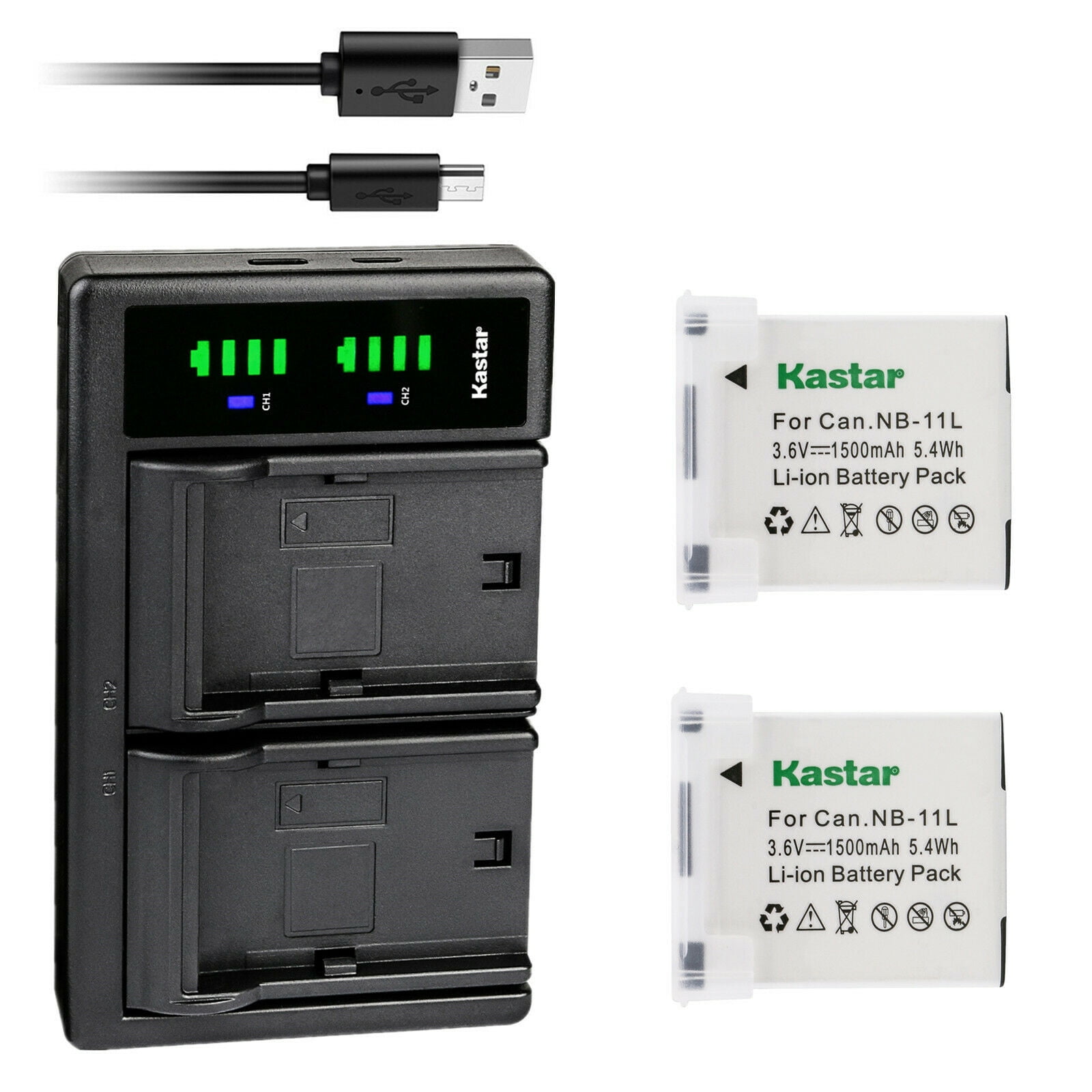 Kastar 2-Pack NB-11L Battery and LTD2 USB Charger Replacement for Canon ELPH 180 ELPH 190 IS ELPH 320 HS ELPH 340 HS ELPH 350 HS ELPH 360 HS IXUS 125 HS IXUS 127 IXUS 130 IXUS 132 IXUS 133