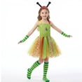 thumbnail image 4 of LPKRT Girls Toddler Girls Cute Caterpillar Outfit Set Colorful Tulle Tutu Dress With Matching Accessories Role Play Stage Clothes Sets Green 4-5 Years, 4 of 9