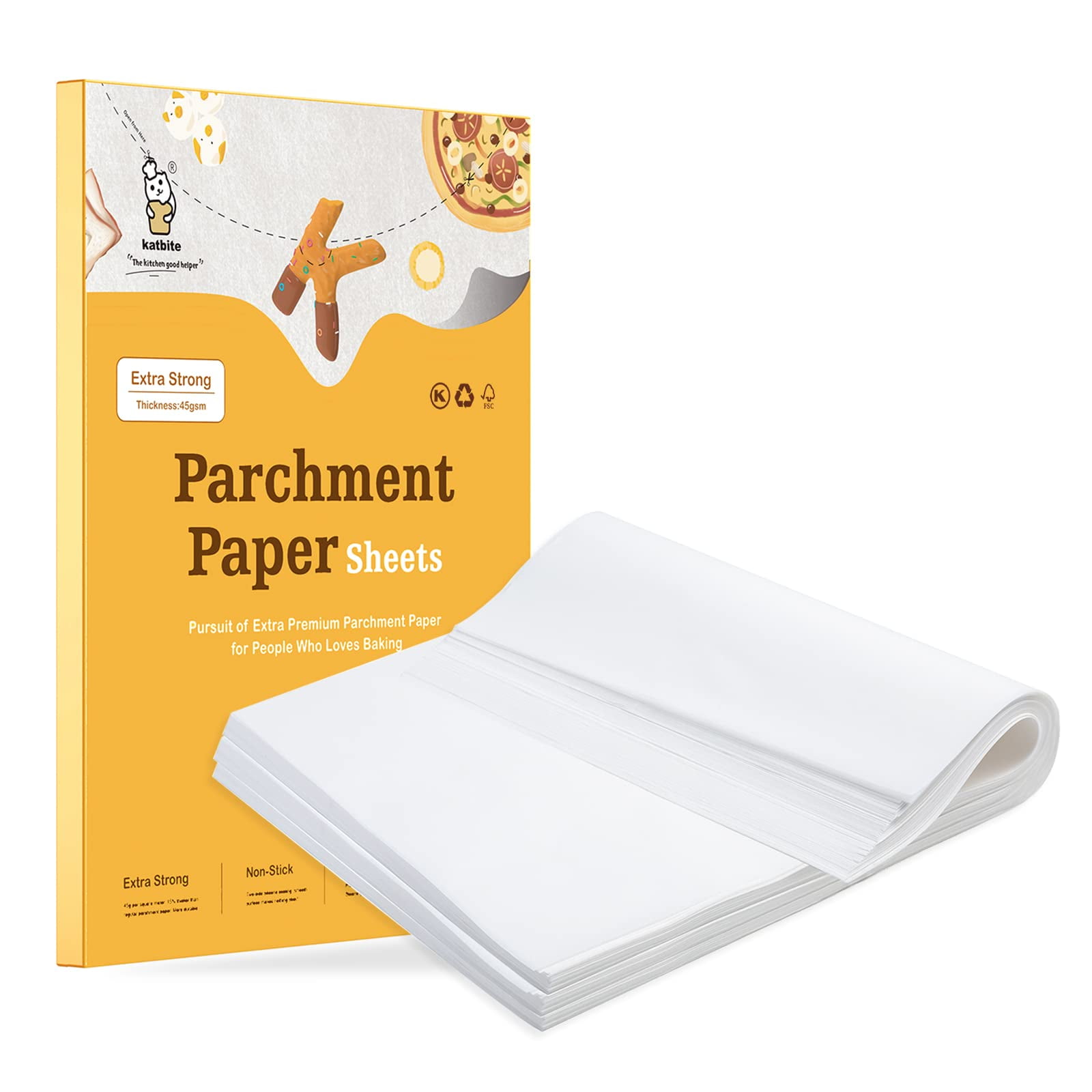  Katbite 16x24 Inch Parchment Paper Sheets, 100Pcs Non-Stick  Precut Baking Parchment, Unbleached Parchment Paper for Baking, Cooking,  Grilling, Frying and Steaming, Full Sheet Baking Pan Liners : Arts, Crafts  & Sewing