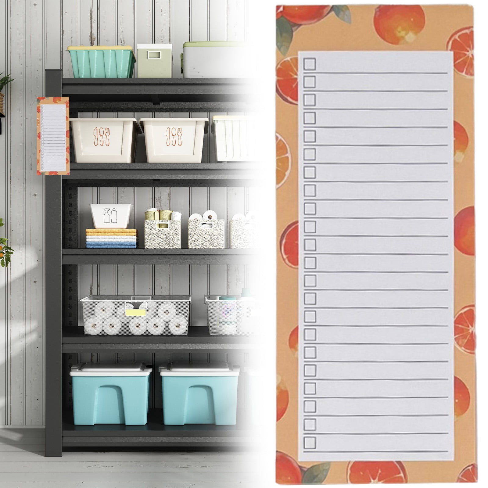 1 Pc Magnetic Notepads – Magnetic Notepads for Grocery List, Shopping List, To-Do List, Reminders -Strong Magnetic Back- Memo Pads with Realistic Fruit Designs, 8.38 x 3.5 inch