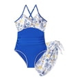 thumbnail image 2 of Girls' 2-Piece Swimsuit Set - Criss Cross Ruched One Piece Bathing Suit with Mesh Cover Up Skirt, Adjustable Straps Swimwear for Beach Pool (Ages 7-16 Years), 2 of 4