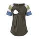thumbnail image 2 of Mujeres Maternidad Embarazada Camisas Blusas Raya de Enfermería Manga Corta Cuello Redondo Blusa de Lactancia Odeerbi ODB123484, 2 of 6