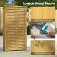 thumbnail image 3 of Patiowell Outdoor Storage Cabinet with 3 Shelves, Wooden Garden Shed with Waterproof Roof, Outside Vertical Tall Tool Shed for Graden Yard, Natural Wood, 3 of 9