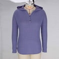 thumbnail image 4 of ABATAB Ribbed Knitted Hoodie for Women Soft Long Sleeve Button Sweatshirts with Hood Lightweight Drawstring Pullover Tops(X-Large,Purple), 4 of 4