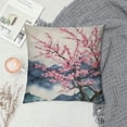 thumbnail image 2 of Creowell Pink Flowers Mountain Pillow Cushion Covers Short Plush Aesthetic Decorative 1PC 12x12in, 2 of 5