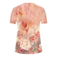 thumbnail image 5 of Frostluinai Tunic Tops for Women Hide Belly Shirts Button V Neck Pleated Tshirts Short Sleeve Floral Print Tunics Plus Size Going Out Tops, 5 of 5