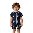 thumbnail image 4 of Weebloom Boy Girl Outfits Footless Pajamas Zip Up Short Sleeve Romper Jumpsuit Toddler Bodysuit Soft Summer Sleepers Pjs Onesies Clothes Set Dark Blue 6-9 Months, 4 of 4