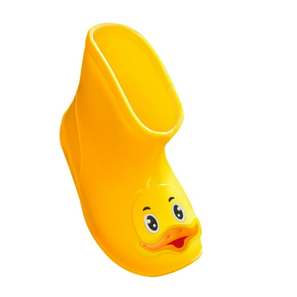 Leozcaa Toddler Rain Boots for Boys Girls Waterproof Baby Kids Cute Yellow Duck Rain Boots with Easy-on