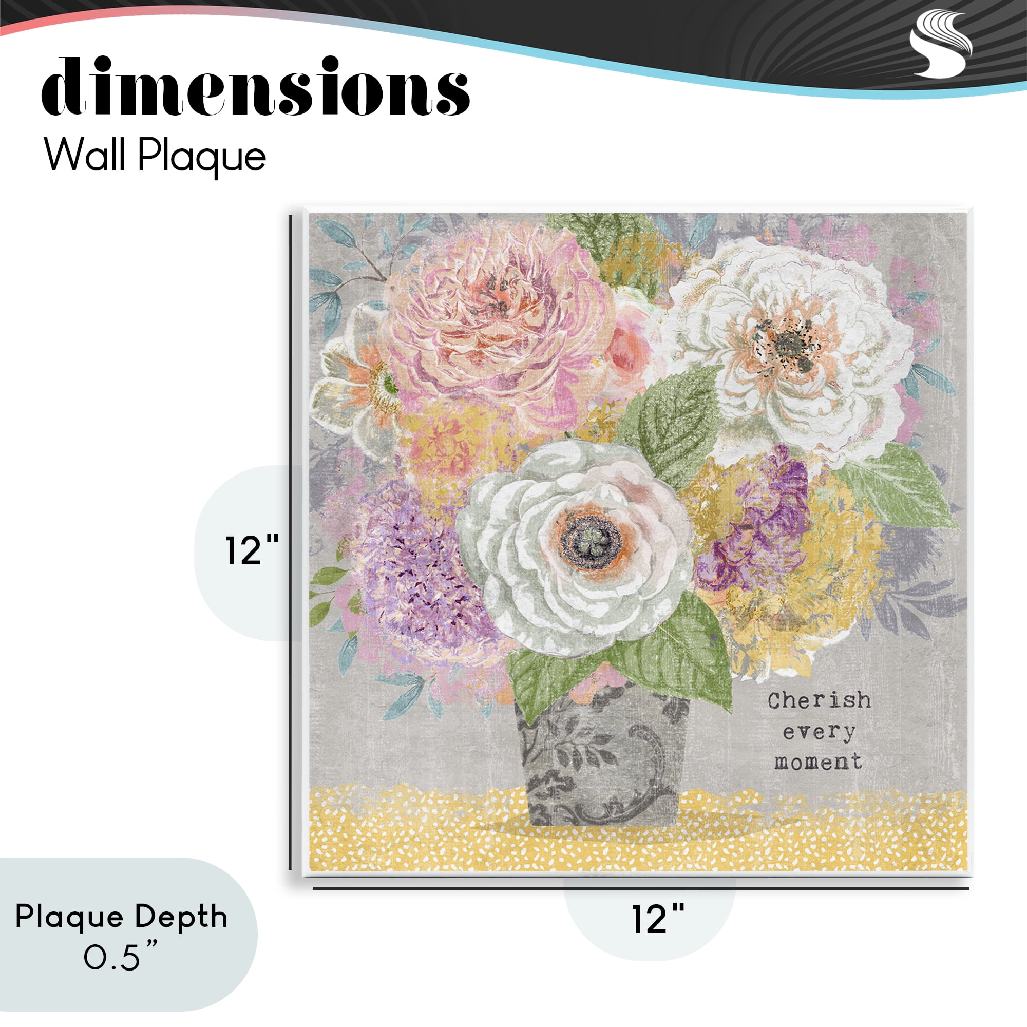 Stupell Industries Cherish Every Moment Inspiration Wall Plaque Art, design by Suzanne Nicoll
