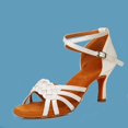 thumbnail image 2 of Zapatos de baile latino a la moda para mujer, zapatos de baile de salón de satén Multicolor, anchos y finos, con parte inferior de piel de 5/7cm, 2 of 5
