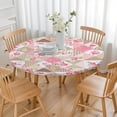 thumbnail image 3 of Pioneer Flower Floral Print Pattern Round Fitted Tablecloth with Elastic Edge,Dining Table Cover Waterproof,Outdoor Round Tablecloth for Camping,Dining,Indoor and Outdoor, 3 of 7
