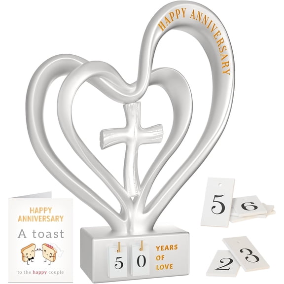 ZHIBO Wedding Anniversary Heart Sculpture - Unique Gift for Couples Parents 10th 25th 50th Year