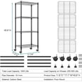thumbnail image 4 of M MZG 4 Tier Rolling Wire Shelving,Storage Shelves with Wheels,Garage Kitchen Pantry,Black,11.8" D x 17.7" W x 40.8" H, 4 of 9