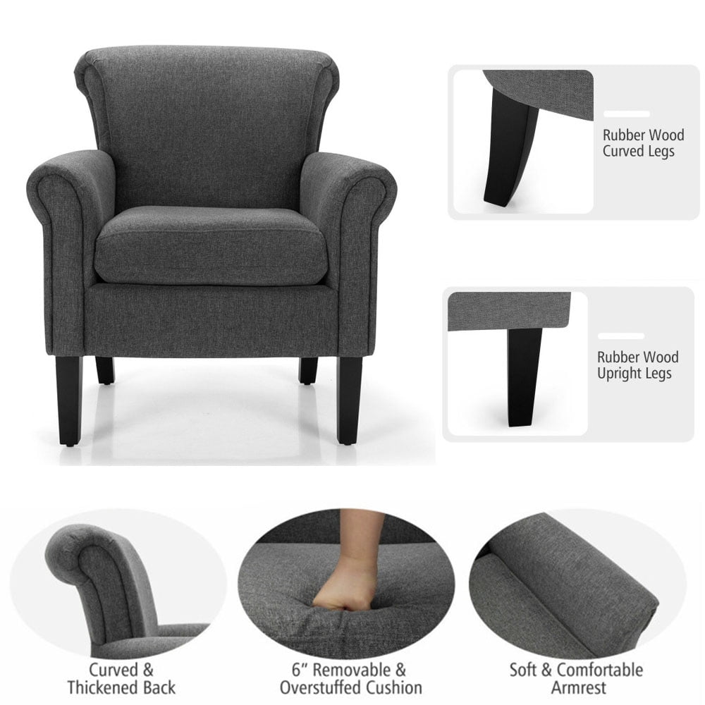 Finihen Accent Armchair, Upholstered Fabric Accent Chair with Adjustable Foot Pads, for Living Room, Bedroom, Dark Gray Finihen Accent Armchair, Upholstered Fabric Accent Chair with Adjustable Foot Pads, for Living Room, Bedroom, Dark Gray