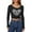 Black Style 1, variant on Musuos Women's Autumn Slim Gothic Crop Tops Black Long Sleeve Skeleton Print Lace Trim T-shirt