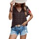 thumbnail image 1 of Camisa de manga corta con estampado floral, camisa con cuello en V y corbata para mujer, camisa con cuello en V y corbata, la mejor en su clase, 1 of 6